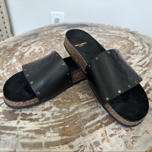 NEW | Saint Laurent Jimmy Studded leather slides - Picture 5 of 10